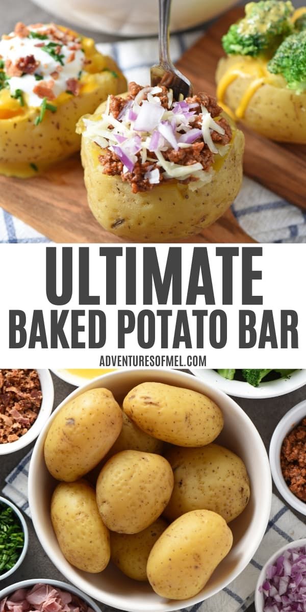 the ultimate baked potato bar recipe is ready to be eaten