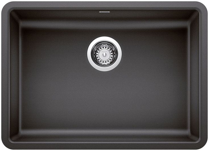 the black sink is clean and ready to be used as a kitchen countertop or wall mounted