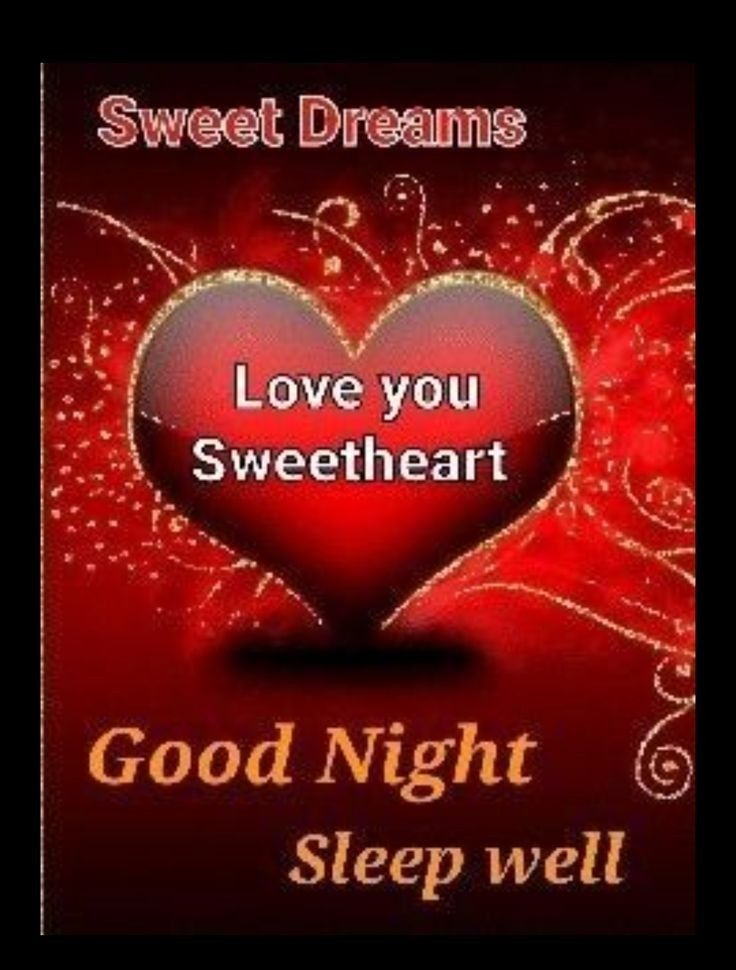 a red heart with the words love you sweetheart good night sleep well