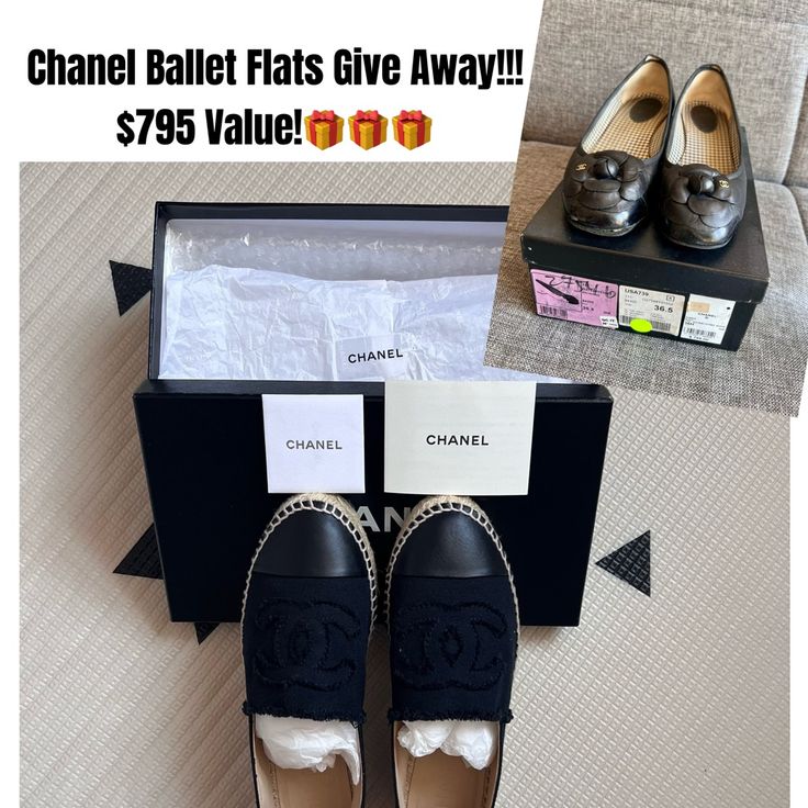 Brand New Chanel Espadrilles 100% Authentic I Bought It At The Chanel Boutique In Tokyo. It Comes With Original Cards, Box And The Dust Bag. It Is Little Big On Me, So I Decided To Let This Beautiful Pair Go! As A Bonus, I Will Give Away The Iconic Chanel Ballet Flats $795 Value I Am Moving Soon So Don’t Miss This Good Opportunity! You Can Take The Flats To Leather Spa ( Or Good Shoe Repair Shop) They Can Repair It Almost Brand New For You. Condition: Brand New (Only Tried It On At The Boutique Elegant Slip-on Espadrilles With Rubber Sole, Elegant Closed Toe Espadrilles With Textured Sole, Elegant Black Slip-on Espadrilles, Elegant Flat Heel Espadrilles With Leather Sole, Elegant Flat Espadrilles, Elegant Slip-on Espadrilles With Woven Sole, Elegant Espadrilles With Woven Sole, Elegant Espadrilles With Woven Sole And Flat Heel, Shoe Repair Shop