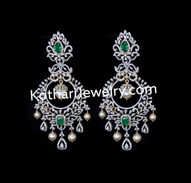 Diamond Chandbali Earrings Indian, South Indian Diamond Earrings, Chandbali Earrings Diamonds, Diamond Earrings Indian Hangings, Detachable Diamond Necklace Indian, Diamond Chandbali Earrings, Diamond Chandbali, Diamond Hangings, Diamond Earrings Indian