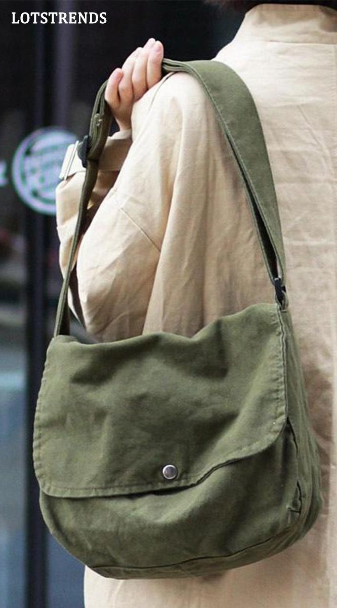 Casual Retro Work School Canvas Shoulder Bag Shoulder Bag Patterns To Sew, Outfit Inspiration Women, Street Style Bags, Shoulder Bags Pattern, Girly Bags, Stylish Backpacks, Bag Green, Bag Patterns To Sew, Brown Bags