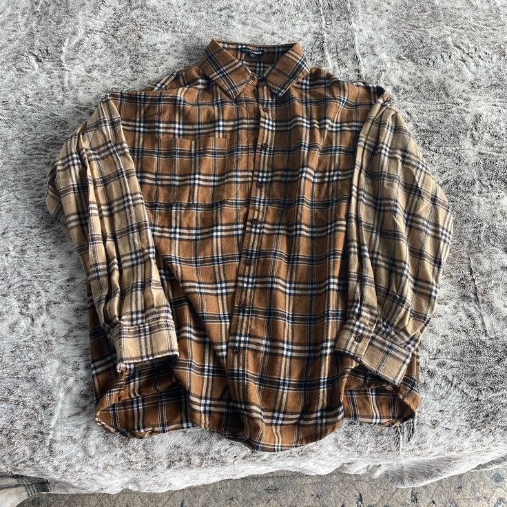 Brand New With Tags, Never Worn Flannel From Fashion Nova. Oversized Fit. Brown Relaxed Fit Flannel Shirt For Workwear, Vintage Brown Tops For Everyday, Vintage Brown Tops For Everyday Wear, Trendy Brown Shirt For Fall, Classic Oversized Brown Tops, Casual Brown Flannel Tops, Oversized Brown Button-up Flannel Shirt, Classic Brown Flannel Top, Trendy Oversized Brown Shirt