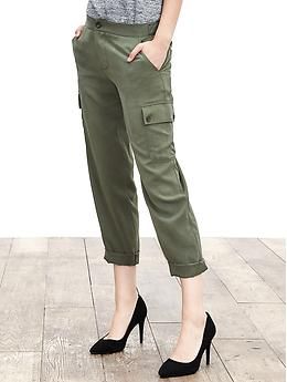 Drapey Cargo Pant | Banana Republic Loosely Fitted Cargo Jeans With Tapered Leg, Spring Cargo Pants With Pockets For Workwear, Versatile Cargo Pants With Side Pockets For Work, Versatile Parachute Pants For Workwear, Spring Straight Cargo Pants With Flap Pockets, Spring Utility Cargo Pants For Workwear, Straight Cargo Pants With Flap Pockets For Spring, Utility Cargo Pants For Spring Workwear, Versatile Straight Cargo Pants With Patch Pockets