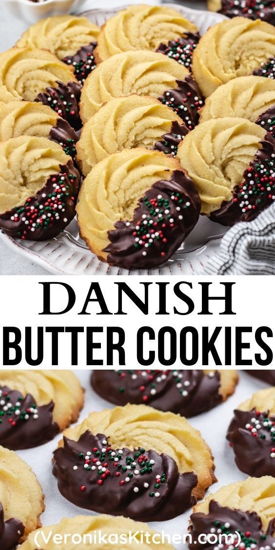 danish butter cookies with chocolate frosting and sprinkles