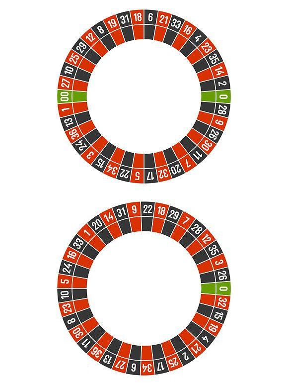 a set of rouleets with numbers in the middle and two on each side