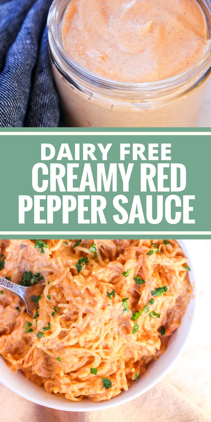 dairy free creamy red pepper sauce in a bowl