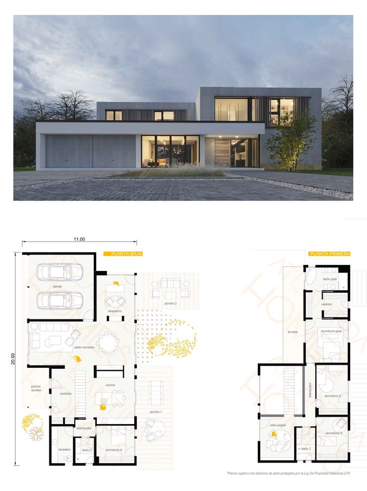 two story house plans with different levels and floor plans for each room in the house