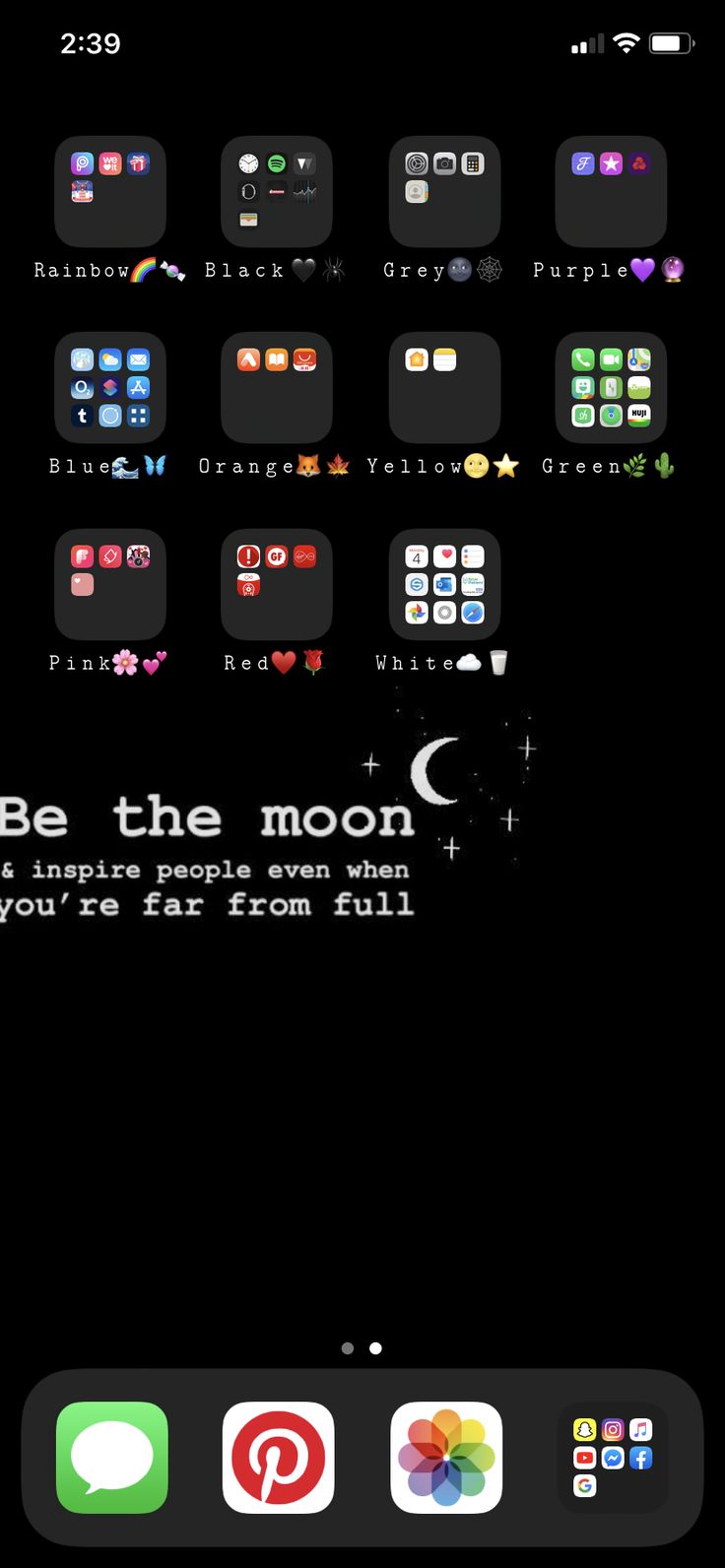 an iphone screen with the text be the moon above it and several different icons below