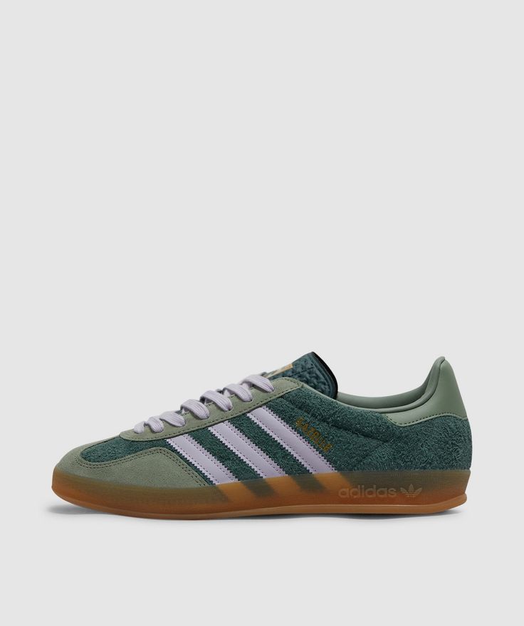 adidas Gazelle indoor sneaker | MINERAL GREEN/SILVER D | SEVENSTORE Adidas Green Sneakers With Vulcanized Sole, Adidas High-top Sneakers With Gum Sole And Round Toe, Adidas High-top Sneakers With Gum Sole And White Sole, Athleisure Lace-up Skate Shoes With Gum Sole, Casual Basketball Shoes With Contrast Sole, Adidas Low-top Skate Shoes With Contrast Sole, Adidas Low-top Sneakers With Laces, Adidas Low-top Sneakers With Contrast Sole, Adidas Sneakers With Vulcanized Sole For Streetwear