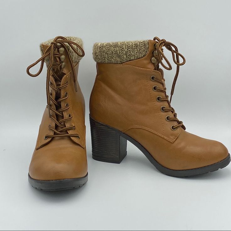 Brown Ankle Boots Never Worn Size 8 Winter Lace-up Boots With Stacked Heel, Casual Wide Calf High Ankle Lace-up Boots, Casual Lace-up Heeled Boots For Spring, Casual High Heel Lace-up Boots For Winter, Casual Wide Calf Lace-up Heeled Boots, Casual High Ankle Lace-up Boots For Wide Calves, Casual Ankle-high Heels, Winter High Ankle Lace-up Boots With Stacked Heel, Winter Ankle-high Boots With Stacked Heel