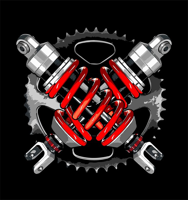 an image of a bike chain and sprocks with red paint on black background