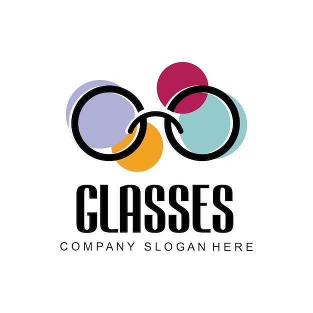 glasses logo design with circles and dots