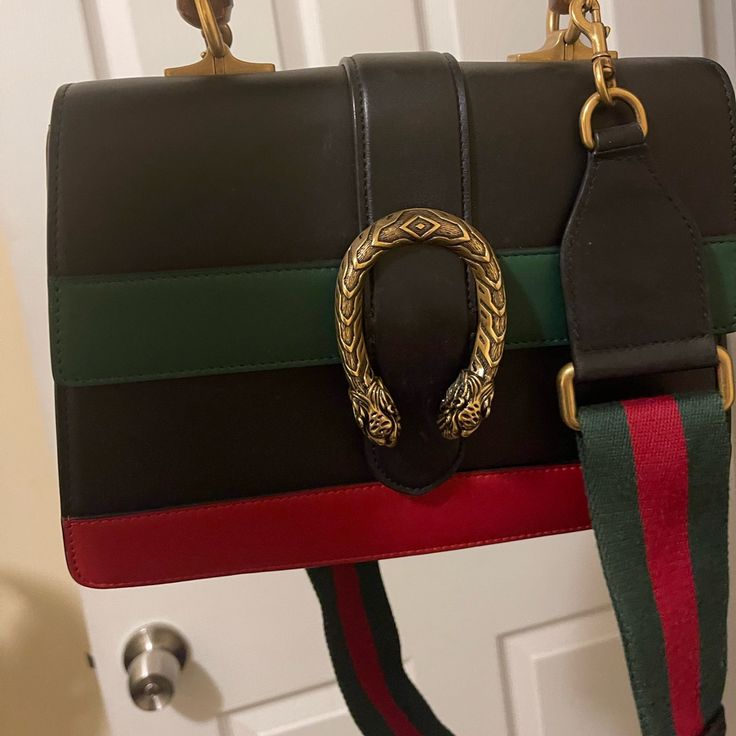 This Gucci Leather Bag Worn Once Is A Classic!!!! Gucci Black Bag With Gold-tone Hardware, Gucci Black Satchel Shoulder Bag, Black Gucci Satchel Shoulder Bag, Gucci Black Satchel Bag, Black Gucci Bag With Adjustable Strap, Elegant Gucci Bags With Adjustable Strap, Black Gucci Satchel Bag, Gucci Top Handle Party Bag, Gucci Top Handle Bag For Party