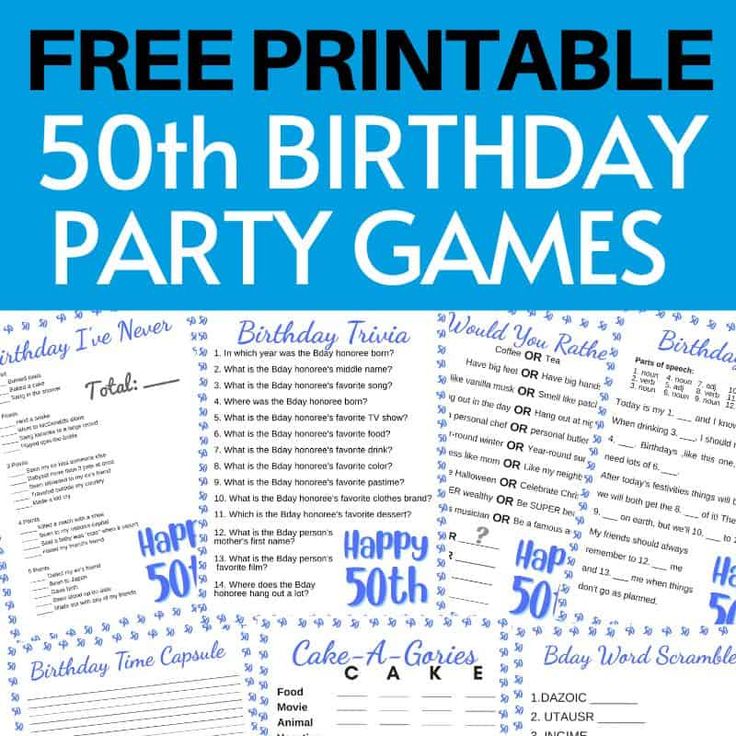 birthday party games with free printables for adults and children to play on the table