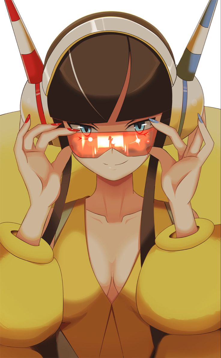 an anime character wearing glasses and holding her hands up to her face