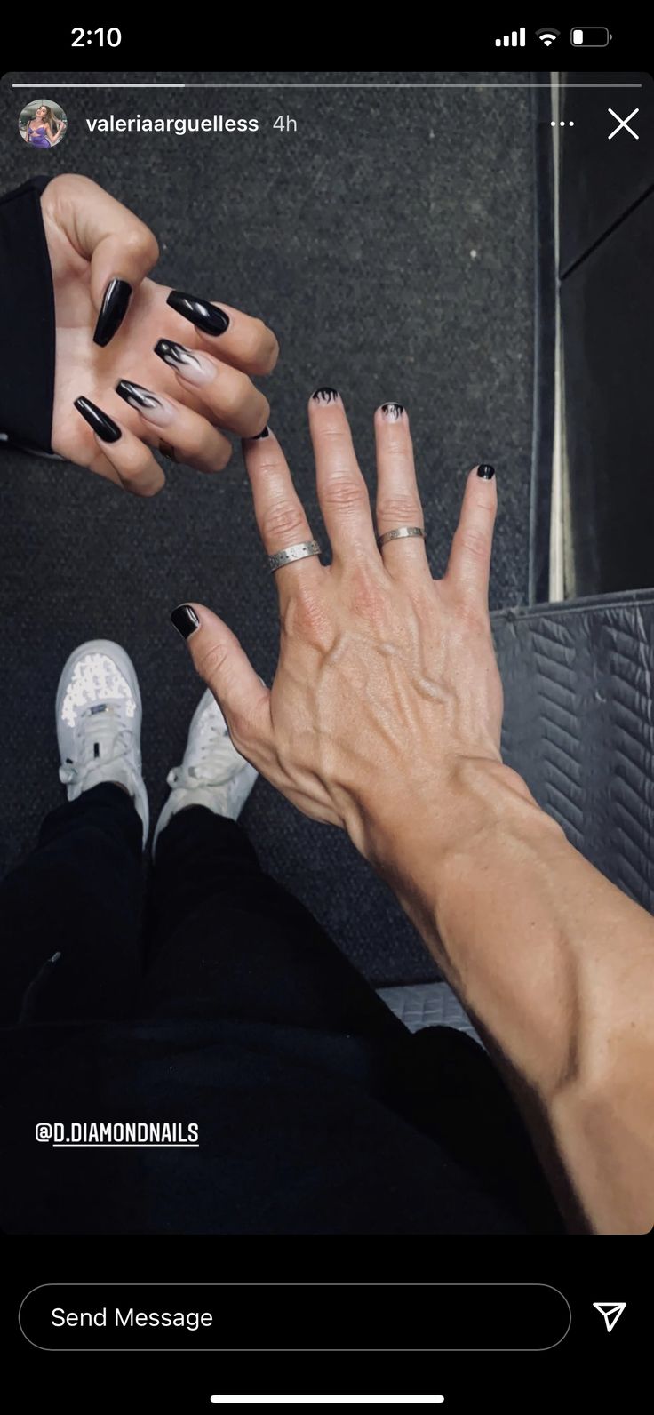 Nail Art For Men Black And White, Boyfriend And Girlfriend Nails, His And Hers Nails, Matching Nails With Boyfriend, Nail Ideas For Couples, Move To New York, Amber Gray, Tiny Nails, Matching Nails