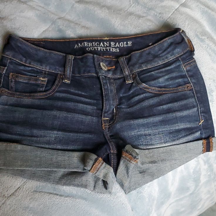 Super Stretch "Shortie" In A Darker Medium Wash. Sold With Rolled Cuff But Can Be Unrolled For Frayed Look (See Last Pix). Never Worn Or Washed And Perfect Condition. Trashy Outfits, Shorts American Eagle, Mini Shorts, Fashion Fits, Cute Shorts, Casual Style Outfits, Streetwear Outfit, Dream Clothes, Types Of Fashion Styles