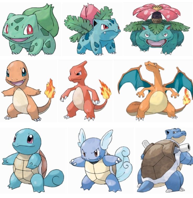 several different types of pokemons are shown