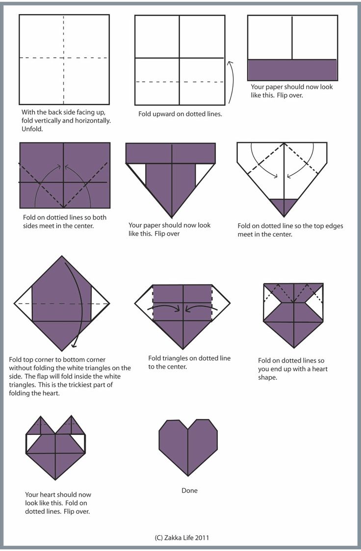 how to make an origami heart out of paper - step by step instructions