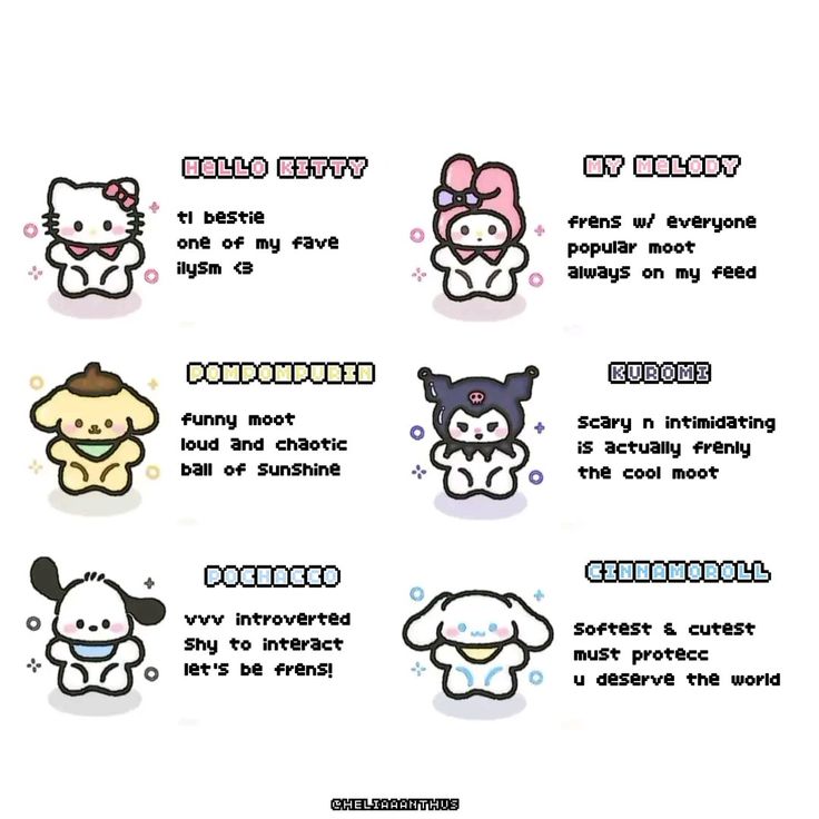 hello kitty stickers with different expressions on them