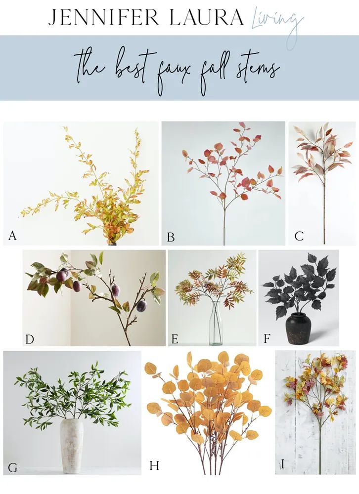 a bunch of different types of flowers in vases with the words,'the best fake leaf stems '