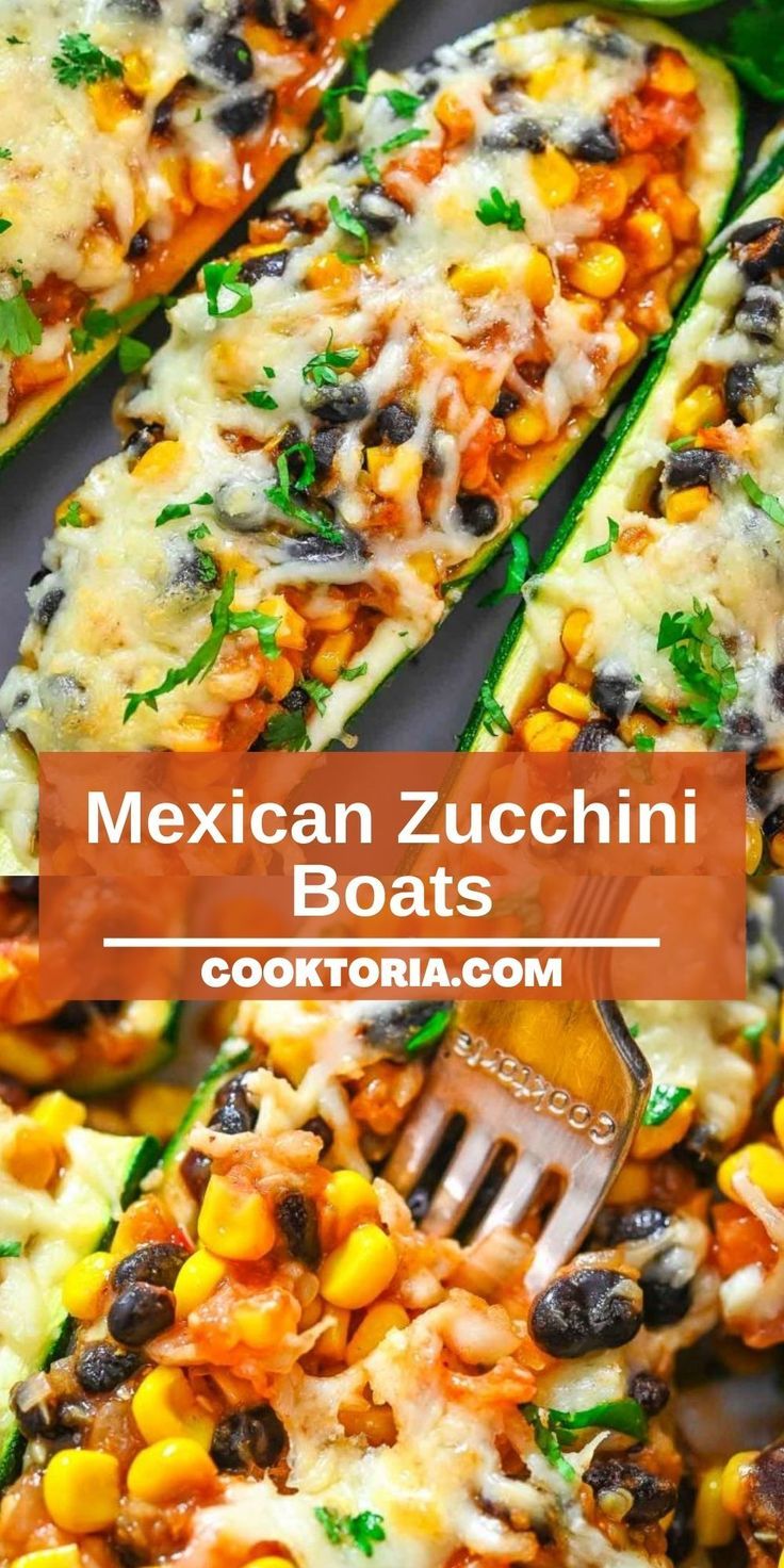 mexican zucchini boats with black beans and corn