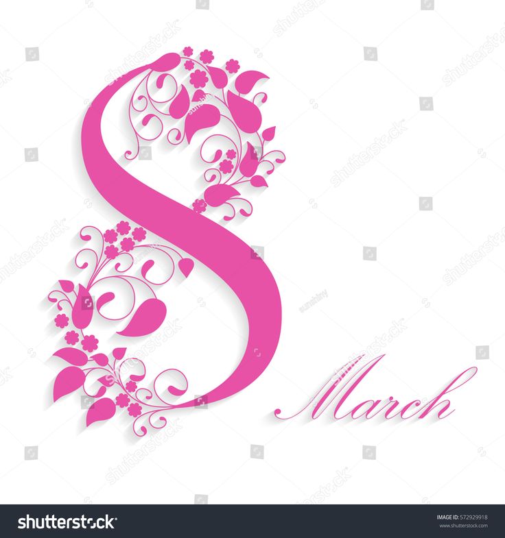 the letter s is made up of pink flowers and swirls on a white background