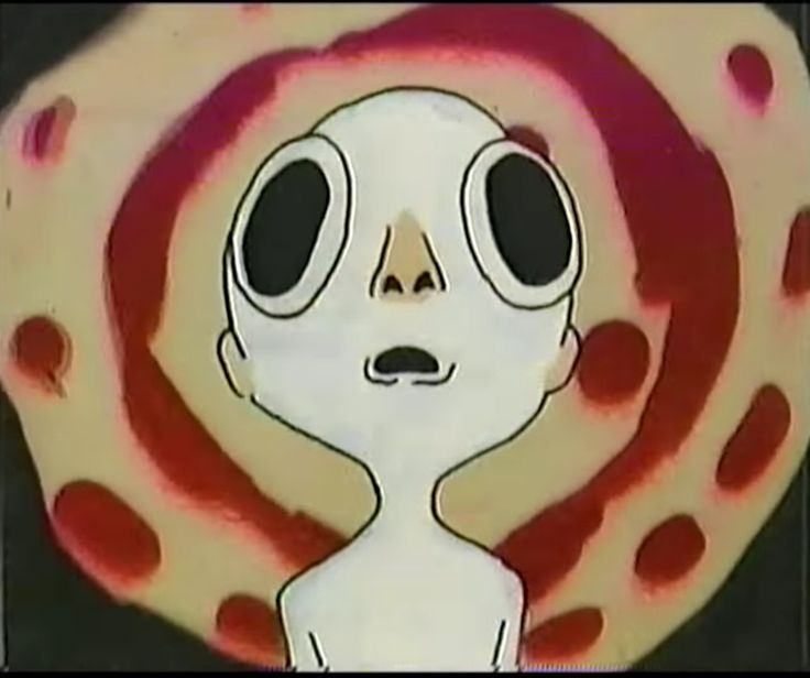 an image of a cartoon character with big eyes and red spots on it's face