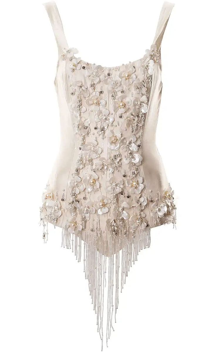 MARTY SIMONE • LUXURY LINGERIE - Chloé by Martine Sitbon | ivory silk bodysuit... Ethereal Stage Outfit, Designer Bodysuit, Performance Bodysuit, Marty Simone, Martine Sitbon, Embellished Bodysuit, Silk Bodysuit, Bodysuit Designs, Clear Beads