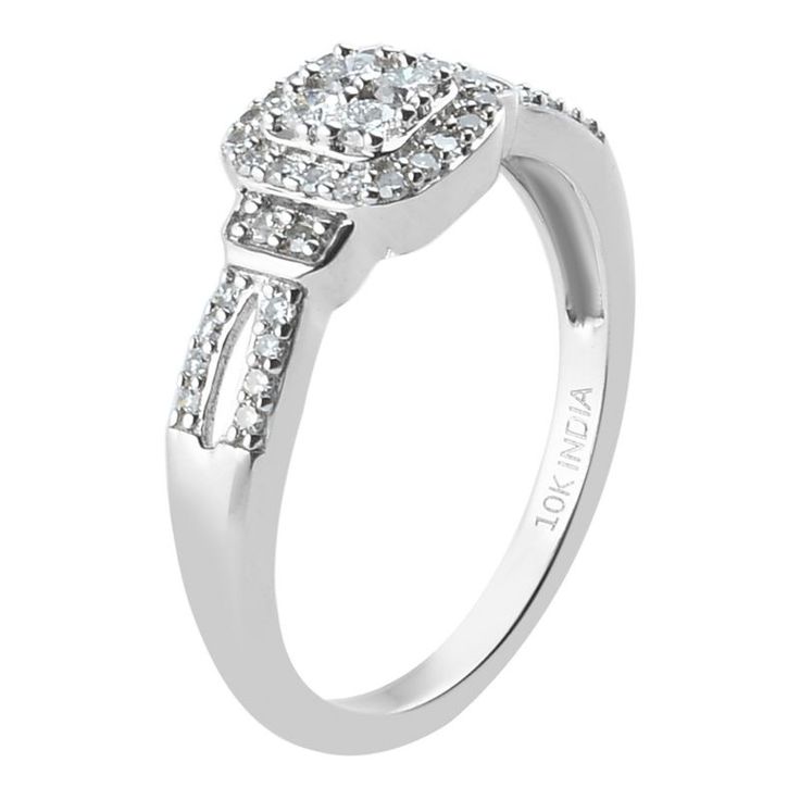 Shine bright with this ring adorned with dazzling diamonds. Shine bright with this ring adorned with dazzling diamonds. Nickel free Metal: sterling silver Packaging: boxed Plating: rhodium Width: 8 mm Finish: polishedDIAMOND DETAILS Total weight: 1/3 ct. Shape: round Setting: micro pave Diamond weights are approximate. Diamond Total Weights may vary between .01 and .13 ct. Some diamonds consist of fewer than 17 facets. Gemstones may have been treated to enhance their appearance. Special care may Timeless Silver Cluster Diamond Ring, Diamond White Sterling Silver Ring For Anniversary, Silver Diamond Ring With Center Stone, White Gold Cluster Diamond Ring Gift, Halo Cluster Ring With Diamond Accents As Gift, White Gold Diamond Ring With White Topaz Center Stone, Silver Diamond Ring With Halo Design, Dazzling White Gold Diamond Ring With Halo Design, Promise Ring With Diamond Cut White Topaz