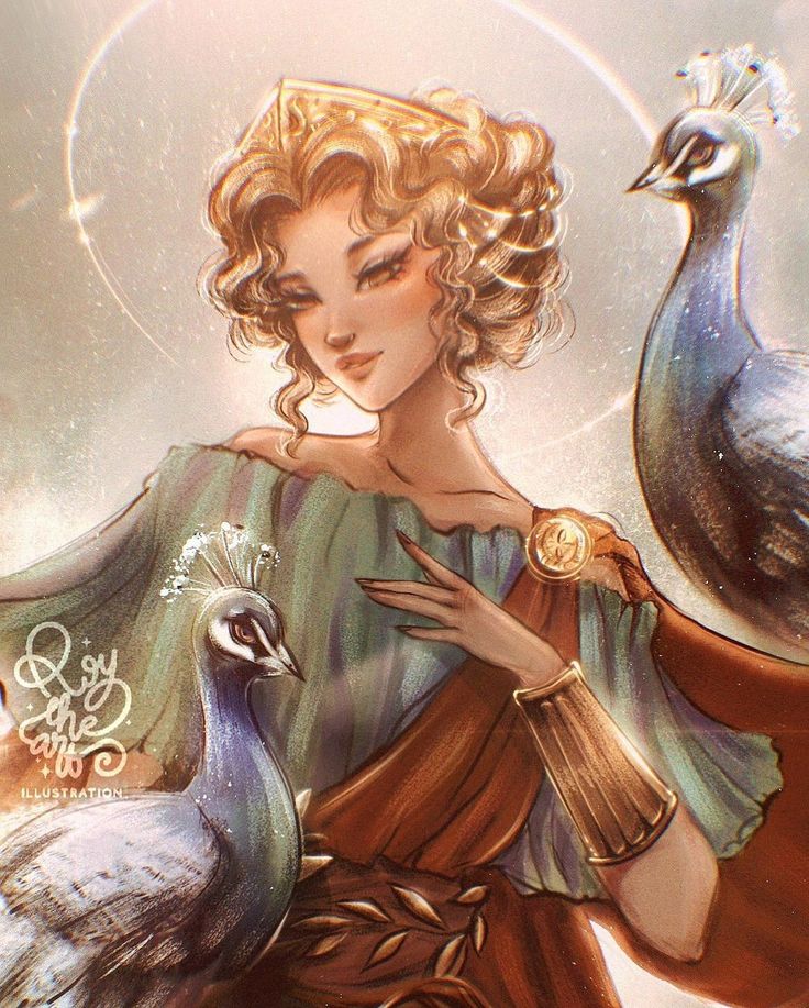 a painting of a woman with two birds on her arm and one bird in her hand