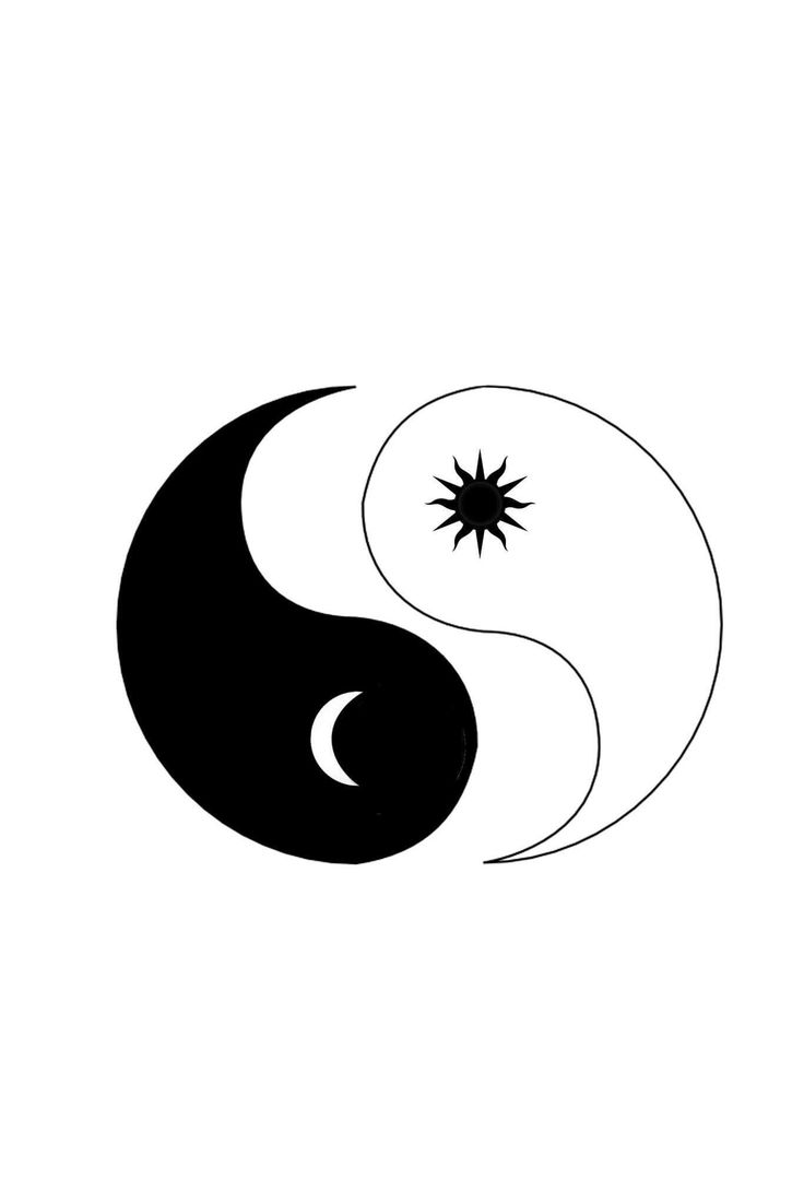 the yin symbol is black and white with a small star in it's center