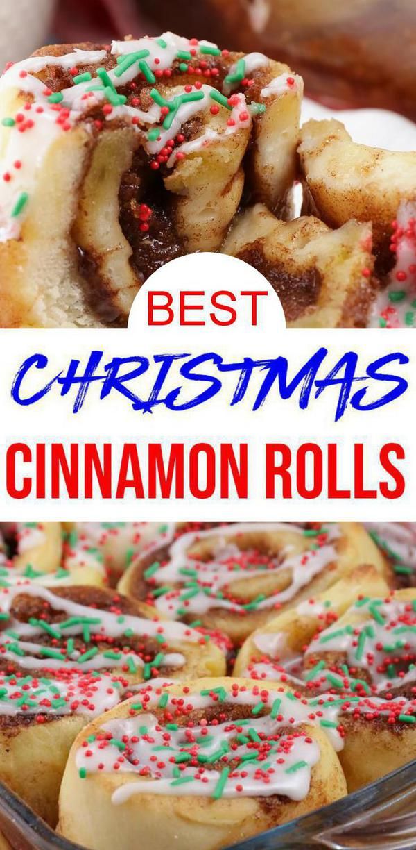 christmas cinnamon rolls with sprinkles on top and the words best christmas cinnamon rolls