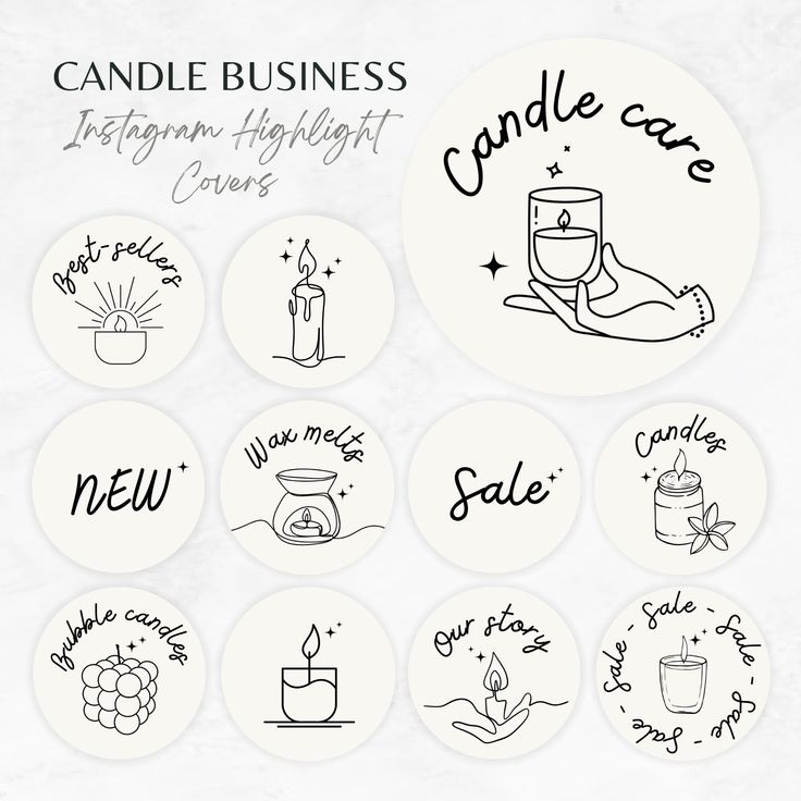 the logos for candle business are drawn in black and white