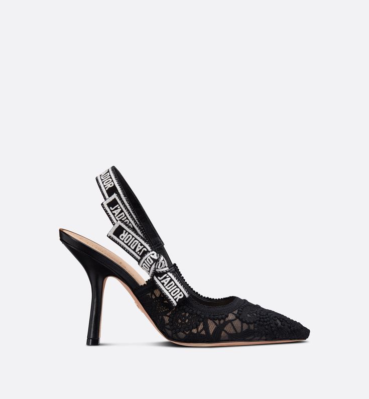 Ribbon Flats, Embroidered Ribbon, Black Macrame, Shoes Heels Classy, Christian Dior Fashion, Dior Haute Couture, Lace Heels, Christian Louboutin Women, Patent Leather Shoes