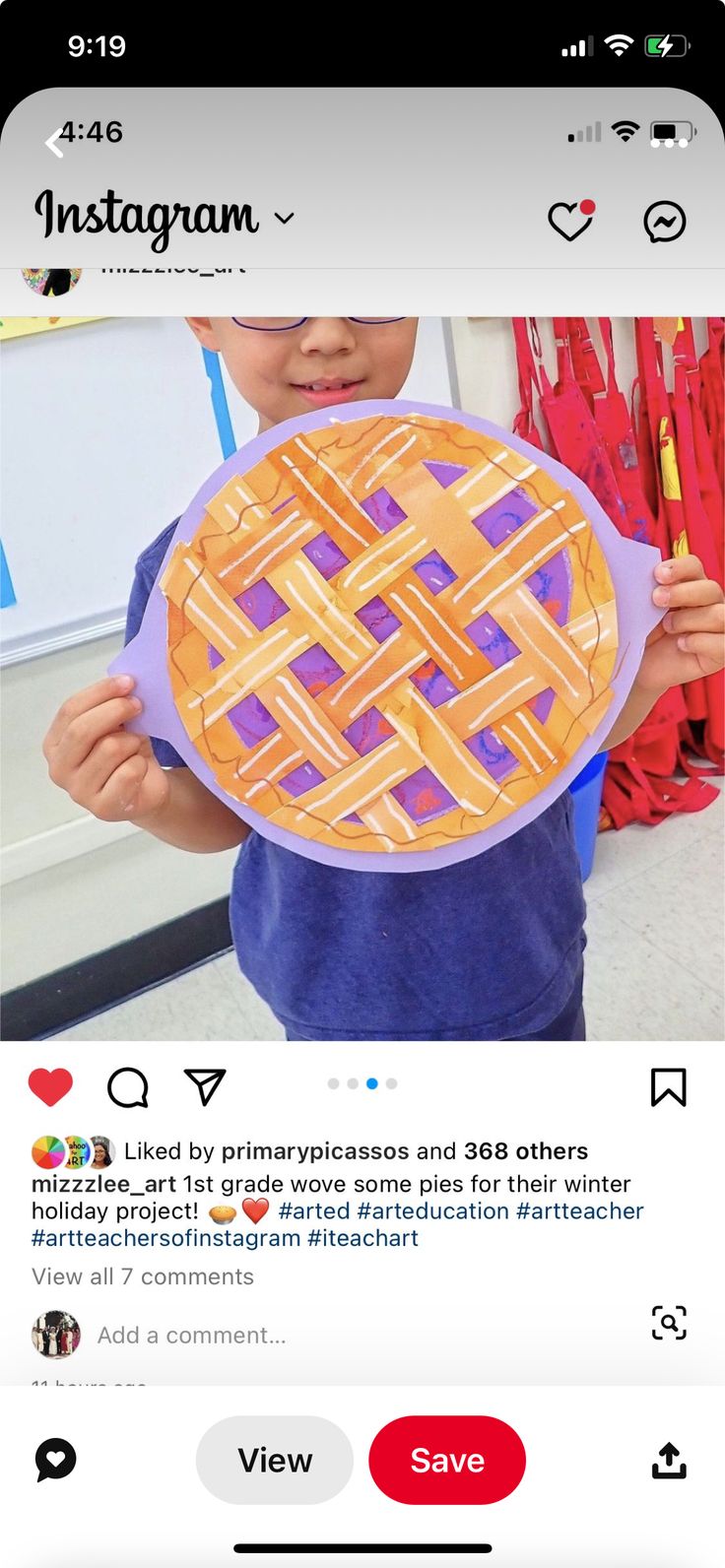 the instagram page on instagram shows an image of a child holding up a pie