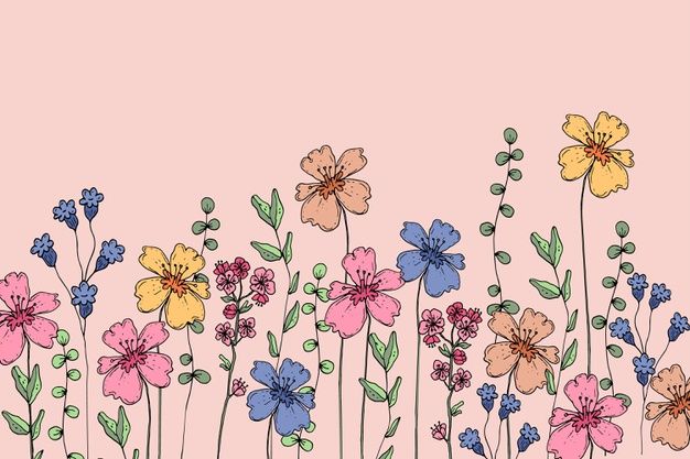 an illustration of flowers on a pink background