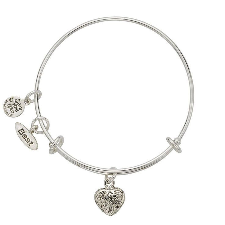 Best Friend Heart Charm Bangle Bracelet-Watchus Best Friend Heart, Friend Heart, Bangle Bracelets With Charms, True Friendship, Charm Bangle, Heart Charm, Bangle Bracelet, Sterling Silver Bracelets, Best Friend