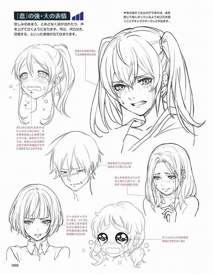 an anime character's face and head, with different facial expressions on each side