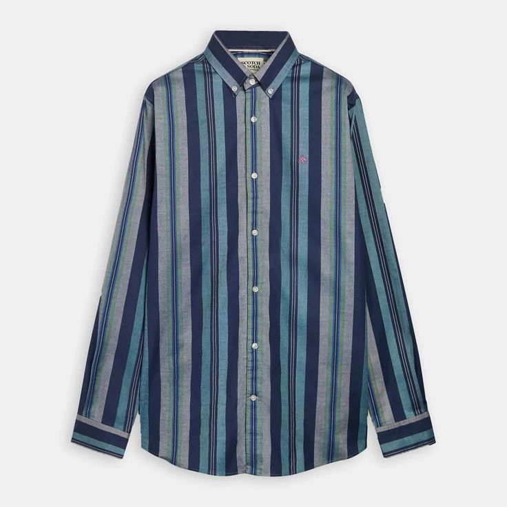 Scotch & Soda Essential Oxford Stripe Shirt' in 'Navy' colour