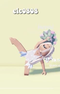 an animated image of a woman dancing with flowers in her hair