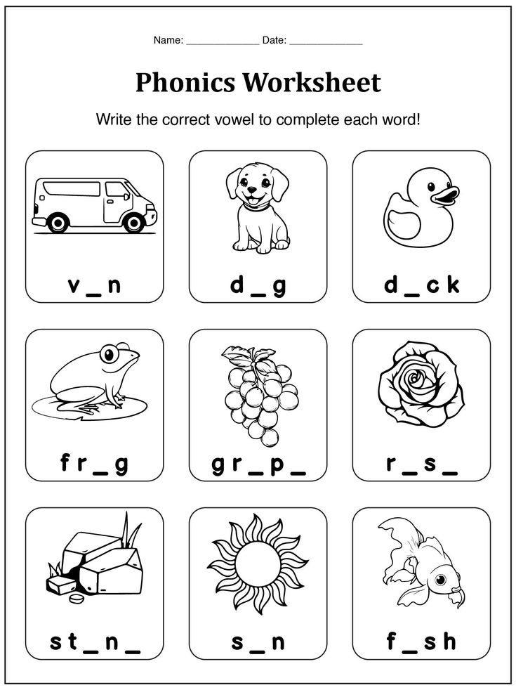 the worksheet for phonics worksheet with pictures and words on it