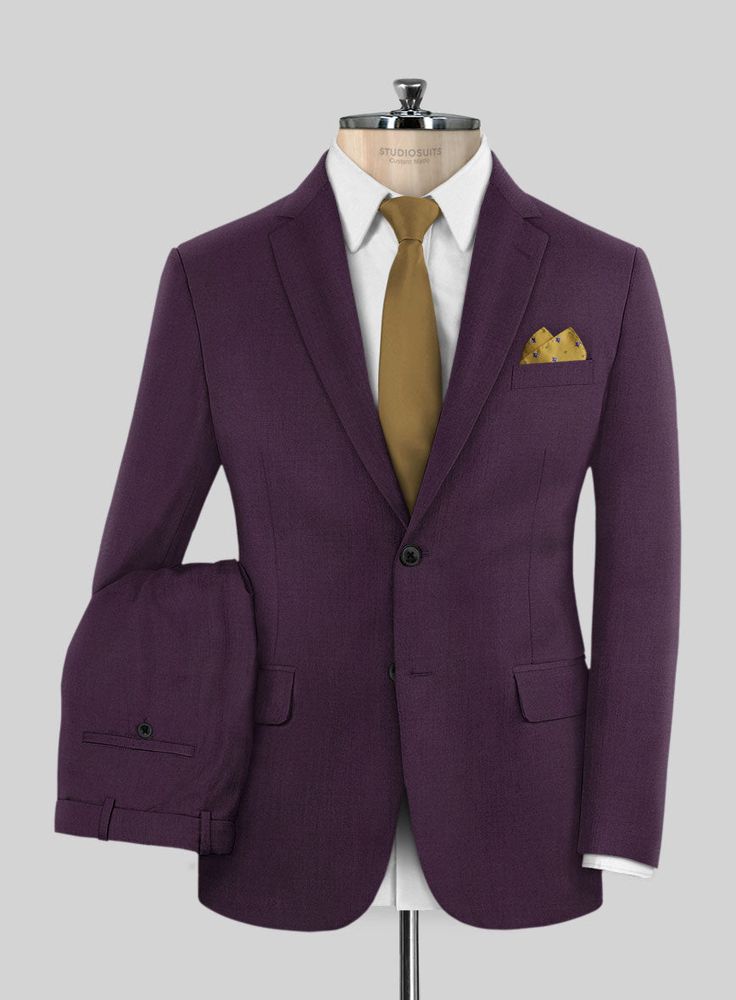 StudioSuits- Reda Mauve Wool Suit Fitted Purple Business Outerwear, Grey Wool Suit, Blue Linen Shirt, Groom Suits, Brown Corduroy Jacket, Purple Suits, Cashmere Jacket, Tweed Suits, Tuxedo Shirts