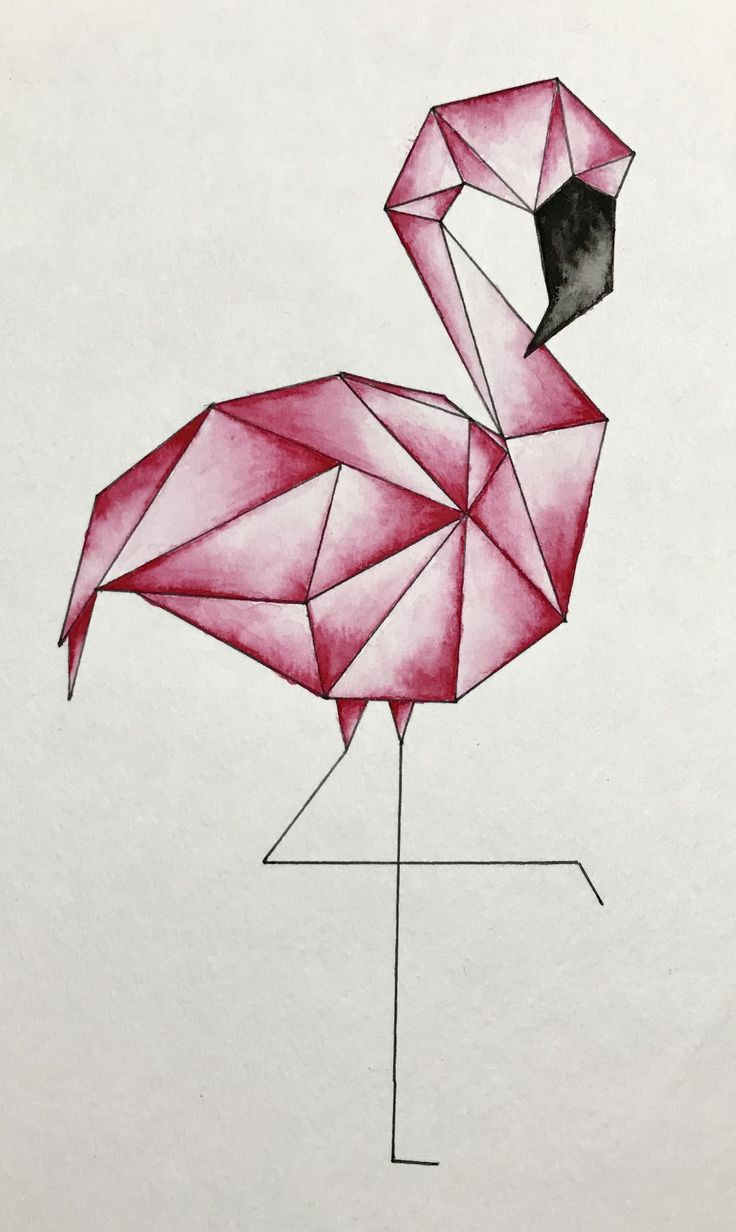 a drawing of a pink flamingo on white paper