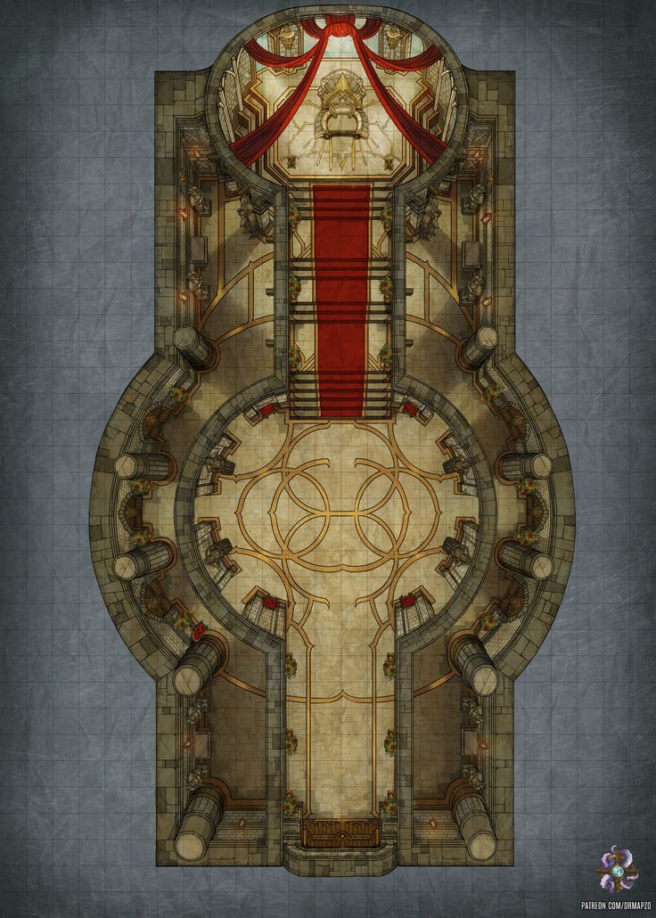 This time I have for you a map I've been meaning to draw for some time: a camp in a very dense forest. Great for roll20! Visit https://patreon.com/dicegrimorium for more. #dnd #map #dungeonsanddragons #battlemap #fantasy #dungeon #room #throne #royal #castle #king #queen #5e #5eart #5emap #environment #adventure #magic #outdoors #wilderness #plains #forgottenrealms #roll20 #fantasygrounds #gameart #art #tabletop #rpg #pathfinder #heroclix #encounter #grid #miniatures #cartography Throne Room Dnd Map, Fantasy Dungeon Room, Throne Room Battle Map, Royal Castles Interior, Dnd Room, Dnd 5, Fantasy Dungeon, Dungeon Room, Castle Rooms