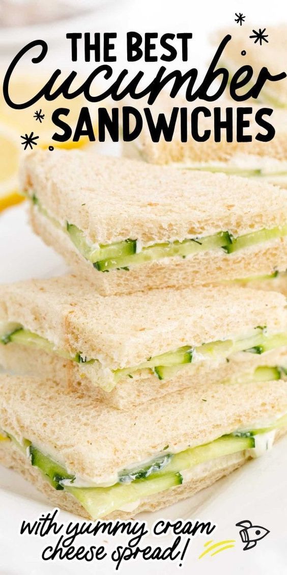 the best cucumber tea sandwiches with yummy cream cheese spread are on display