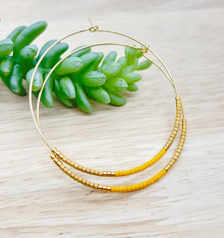 Beaded Hoop Earring, Boho Earring, Bead Hoop Earrings, Dangle Gold Earrings, Minimalist Big Hoop Earrings, Hoop Earrings, Gold Beaded Hoop - Etsy Trendy Gold Beaded Earrings With Dangling Beads, Bohemian 14k Gold Filled Earrings With Tiny Beads, Trendy Gold Beaded Earrings, Bohemian Yellow Hoop Earrings, Gold Beaded Hoop Earrings Gift, Gold Bohemian Hoop Earrings With Dangling Beads, 14k Gold-filled Tiny Beaded Earrings, Gold Beads Small Hoop For Jewelry Making, Adjustable Hoop Jewelry With Gold Beads