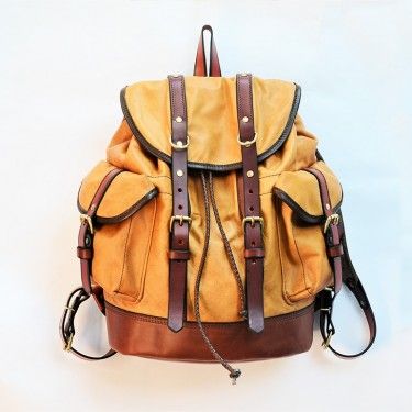 VINTAGE BACKPACK - Yellow Vintage Brown Leather Backpack For Adventure, Brown Vintage Leather Backpack For Adventure, Brown Leather Backpack With Pockets For Outdoor, Vintage Waxed Leather Backpack For Adventure, Vintage Leather Backpack With Waxed Finish For Adventure, Vintage Outdoor Backpack With Leather Backing, Brown Leather Backpack With Waxed Finish For Adventure, Vintage Leather Satchel Backpack For Outdoor, Vintage Waxed Finish Backpack