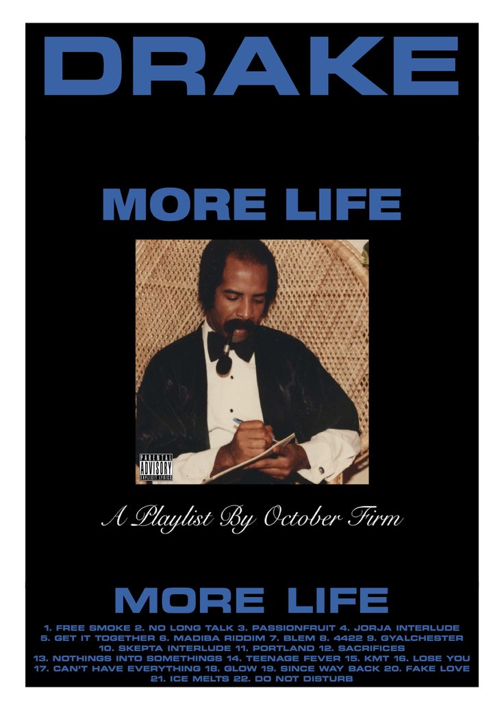 a poster with the words,'more life'and an image of a man in a tuxedo